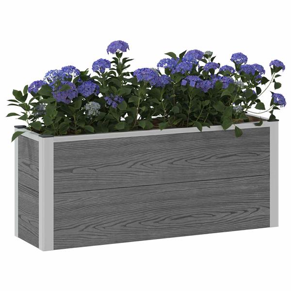 Grote foto vidaxl verhoogde plantenbak grijs 100 x 30 x 22 cm wpc en aluminium tuin en terras overige tuin en terras
