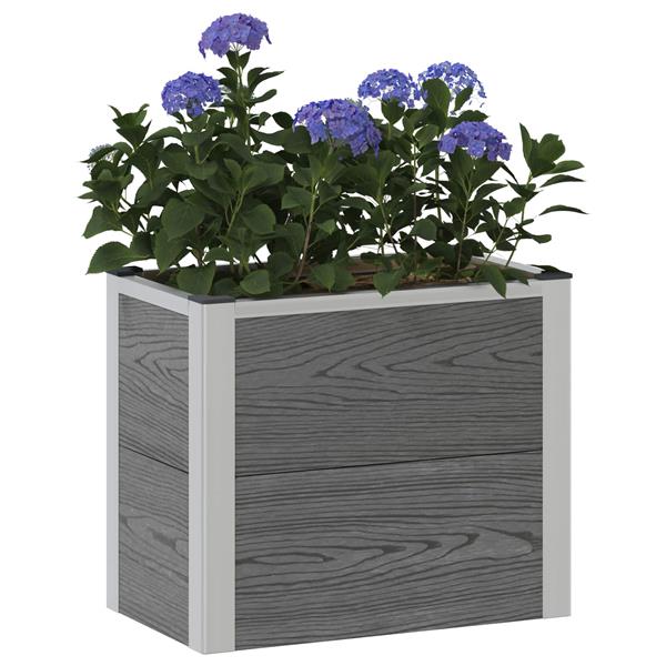 Grote foto vidaxl verhoogde plantenbak grijs 50 x 30 x 22 cm wpc en aluminium tuin en terras overige tuin en terras