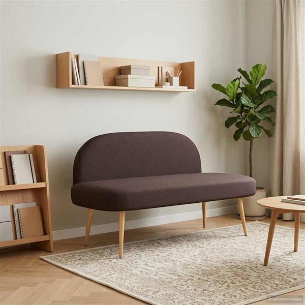 Grote foto vidaxl beklede bank met rugleuning donkerbruin 110 x 60 x 76 cm huis en inrichting overige huis en inrichting