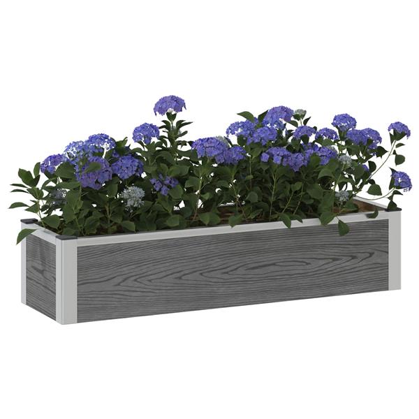 Grote foto vidaxl verhoogde plantenbak grijs 100 x 30 x 22 cm wpc en aluminium tuin en terras overige tuin en terras