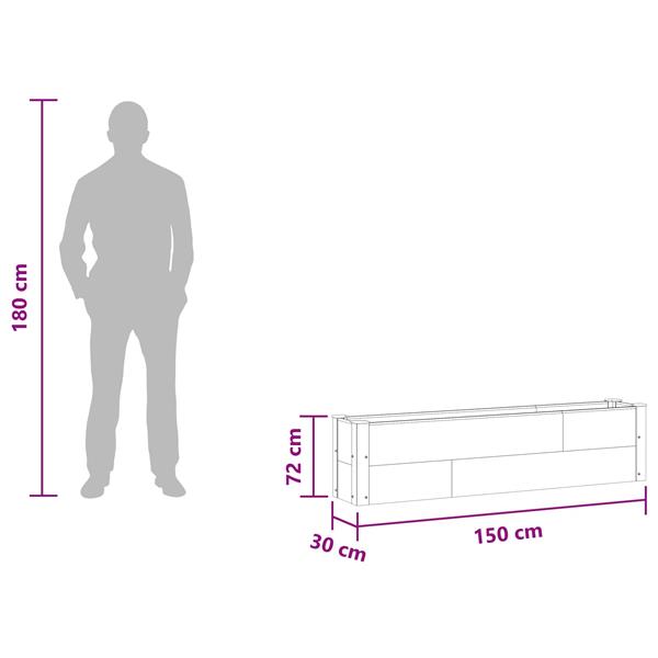 Grote foto vidaxl verhoogde plantenbak zwart 150 x 30 x 36 cm alu. tuin en terras overige tuin en terras
