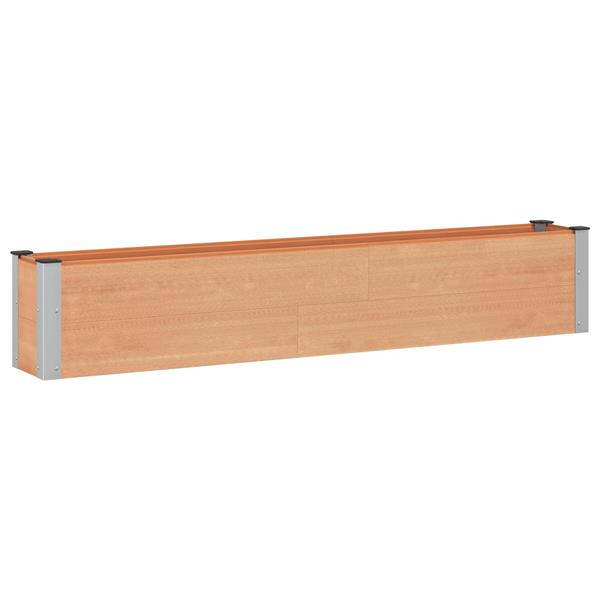 Grote foto vidaxl verhoogde plantenbak bruin 200 x 30 x 36 cm alu. tuin en terras overige tuin en terras