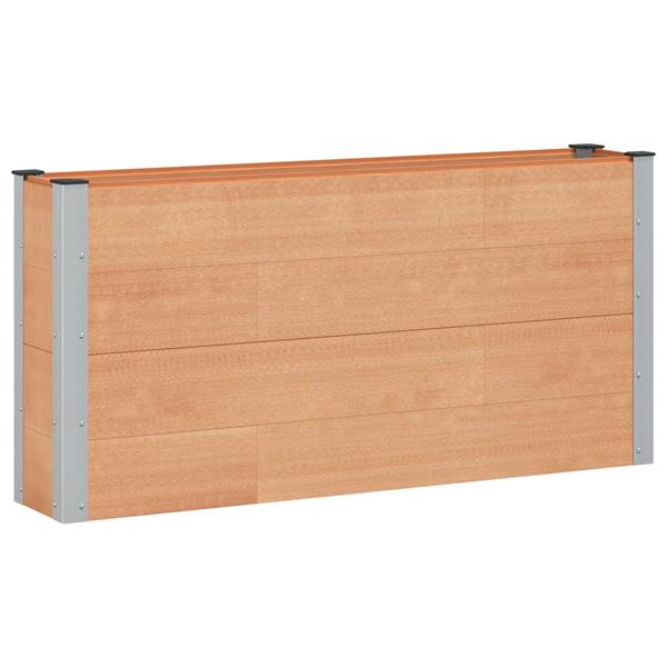 Grote foto vidaxl verhoogde plantenbak bruin 150 x 30 x 72 cm alu. tuin en terras overige tuin en terras