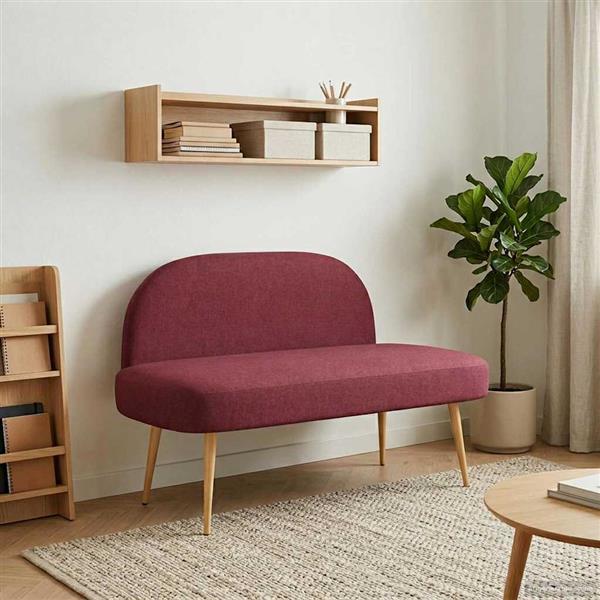 Grote foto vidaxl beklede bank met rugleuning wijnrood 110 x 60 x 76 cm polyester huis en inrichting overige huis en inrichting