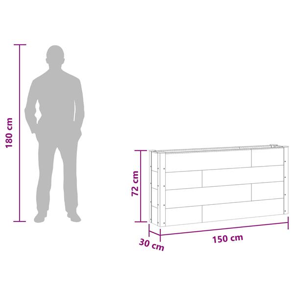 Grote foto vidaxl verhoogde plantenbak grijs 150 x 30 x 72 cm alu. tuin en terras overige tuin en terras