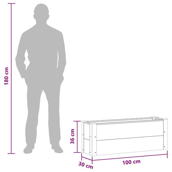 Grote foto vidaxl verhoogde plantenbak grijs 100 x 30 x 36 cm alu. tuin en terras overige tuin en terras