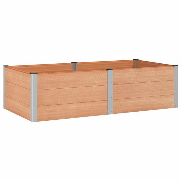 Grote foto vidaxl verhoogde plantenbak bruin 200 x 100 x 54 cm alu. tuin en terras overige tuin en terras