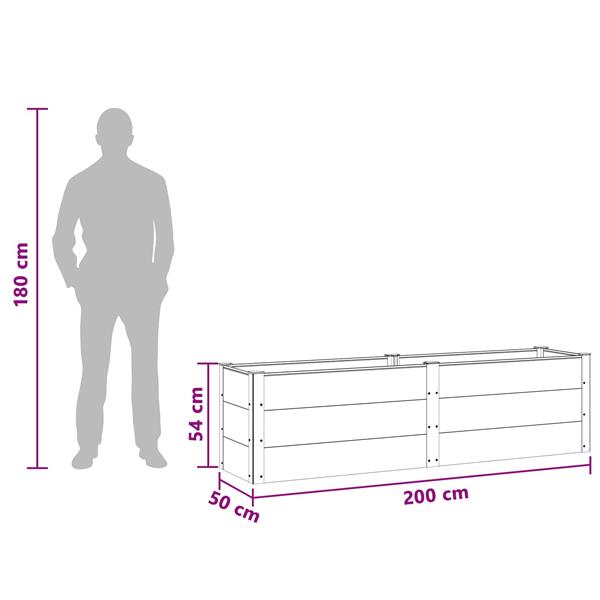 Grote foto vidaxl verhoogde plantenbak bruin 200 x 50 x 54 cm alu. tuin en terras overige tuin en terras