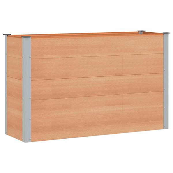 Grote foto vidaxl verhoogde plantenbak bruin 150 x 50 x 91 cm alu. tuin en terras overige tuin en terras