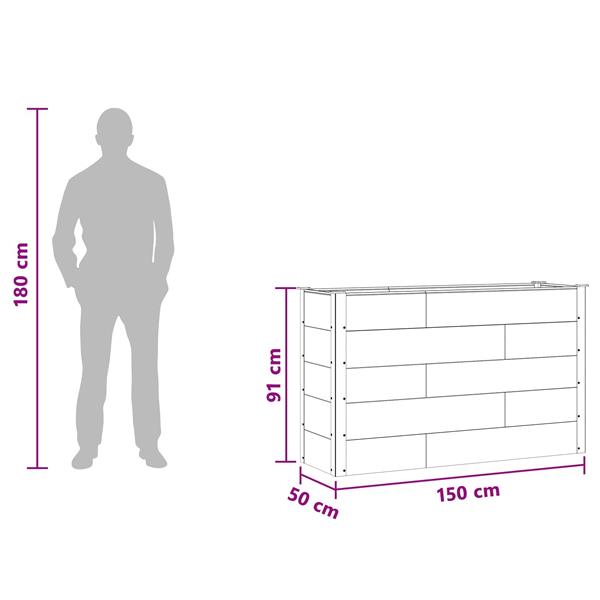 Grote foto vidaxl verhoogde plantenbak bruin 150 x 50 x 91 cm alu. tuin en terras overige tuin en terras