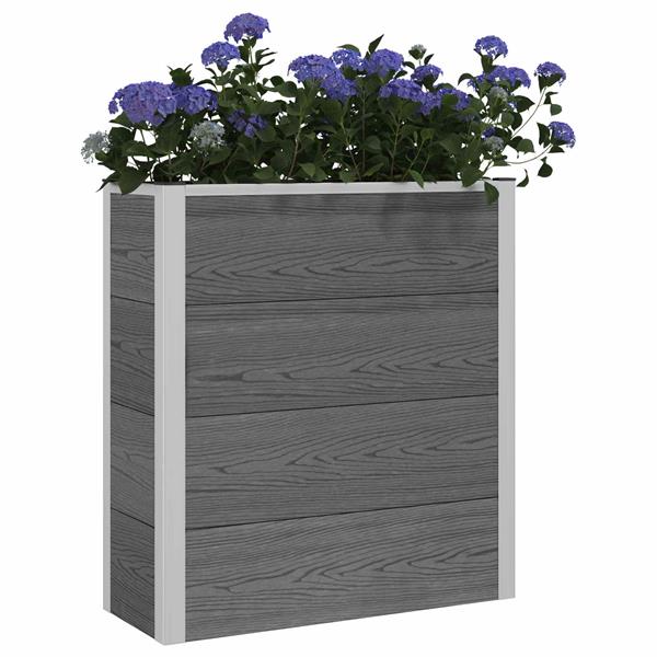 Grote foto vidaxl verhoogde plantenbak grijs 75 x 30 x 22 cm wpc en aluminium tuin en terras overige tuin en terras