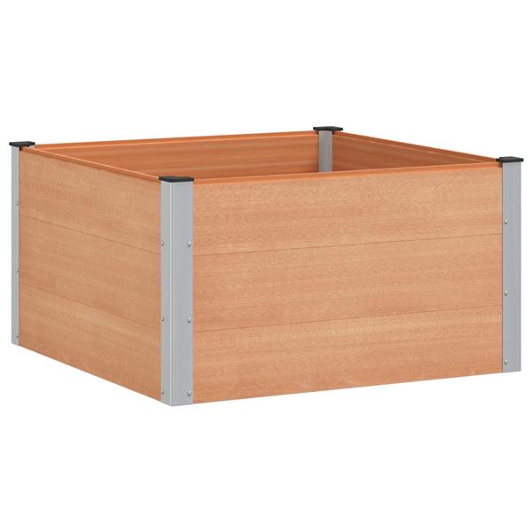 Grote foto vidaxl verhoogde plantenbak bruin 100 x 100 x 54 cm alu. tuin en terras overige tuin en terras