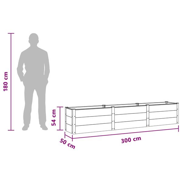 Grote foto vidaxl verhoogde plantenbak zwart 300 x 50 x 54 cm alu. tuin en terras overige tuin en terras