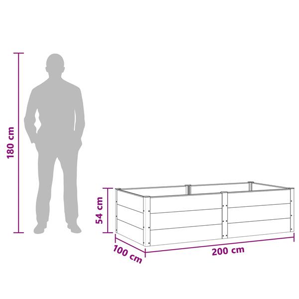 Grote foto vidaxl verhoogde plantenbak zwart 200 x 100 x 54 cm alu. tuin en terras overige tuin en terras