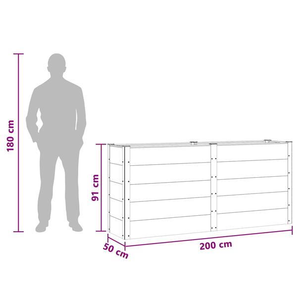 Grote foto vidaxl verhoogde plantenbak zwart 200 x 50 x 91 cm alu. tuin en terras overige tuin en terras