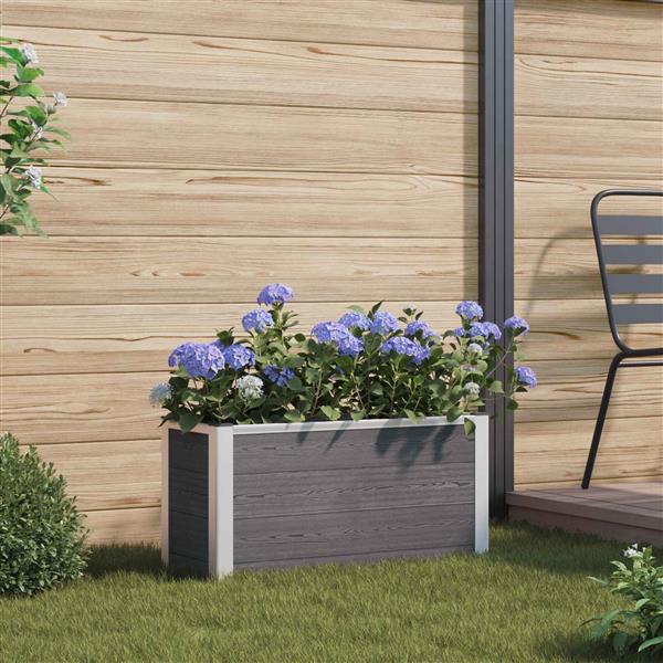 Grote foto vidaxl verhoogde plantenbak grijs 75 x 30 x 22 cm wpc en aluminium tuin en terras overige tuin en terras