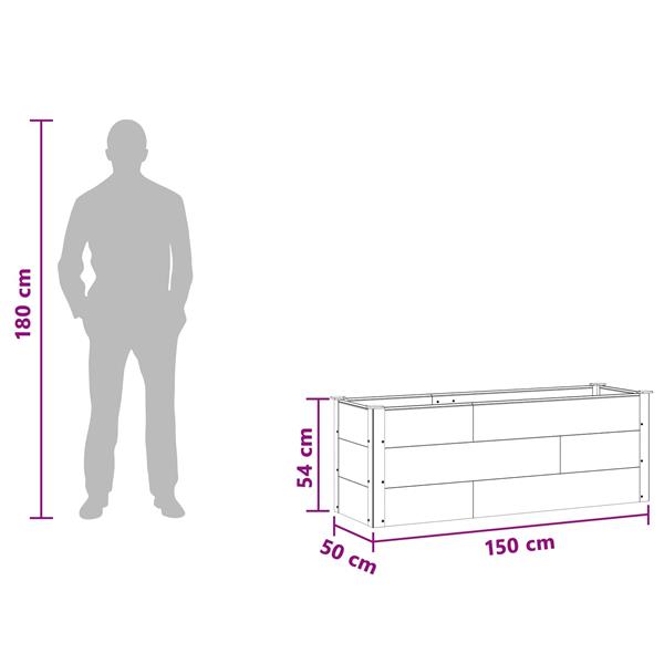 Grote foto vidaxl verhoogde plantenbak zwart 150 x 50 x 54 cm alu. tuin en terras overige tuin en terras