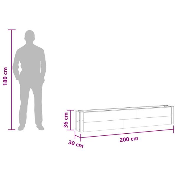 Grote foto vidaxl verhoogde plantenbak zwart 200 x 30 x 36 cm alu. tuin en terras overige tuin en terras