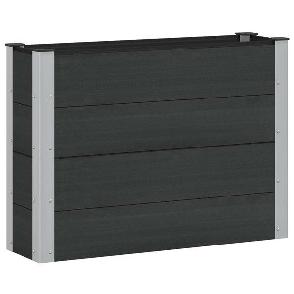 Grote foto vidaxl verhoogde plantenbak zwart 100 x 30 x 72 cm alu. tuin en terras overige tuin en terras