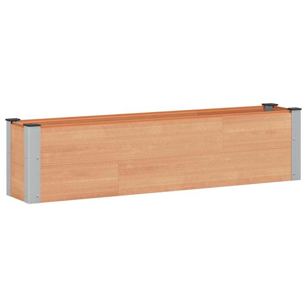 Grote foto vidaxl verhoogde plantenbak bruin 150 x 30 x 36 cm alu. tuin en terras overige tuin en terras
