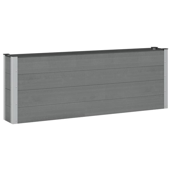 Grote foto vidaxl verhoogde plantenbak grijs 200 x 30 x 72 cm wpc en aluminium tuin en terras overige tuin en terras
