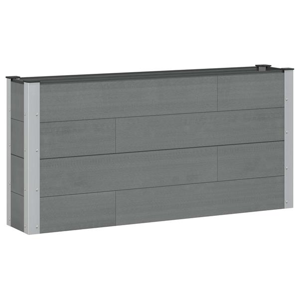 Grote foto vidaxl verhoogde plantenbak grijs 150 x 30 x 72 cm alu. tuin en terras overige tuin en terras