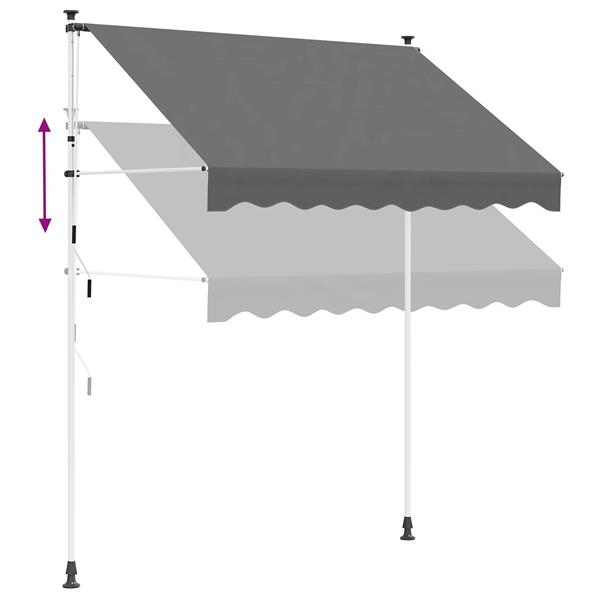 Grote foto vidaxl handmatig uitschuifbare luifel lichtgrijs 150 cm tuin en terras overige tuin en terras