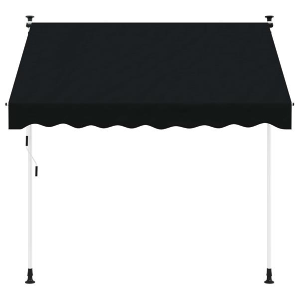 Grote foto vidaxl handmatig uitschuifbare luifel zwart 150 cm tuin en terras overige tuin en terras
