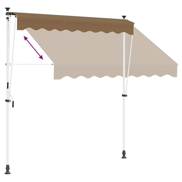 Grote foto vidaxl handmatig uitschuifbare luifel beige 150 cm tuin en terras overige tuin en terras