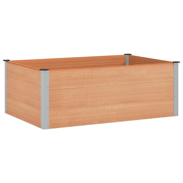 Grote foto vidaxl verhoogde plantenbak bruin 150 x 100 x 54 cm alu. tuin en terras overige tuin en terras