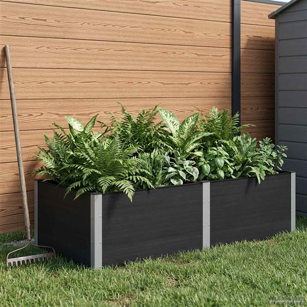 Grote foto vidaxl verhoogde plantenbak zwart 200 x 100 x 54 cm alu. tuin en terras overige tuin en terras