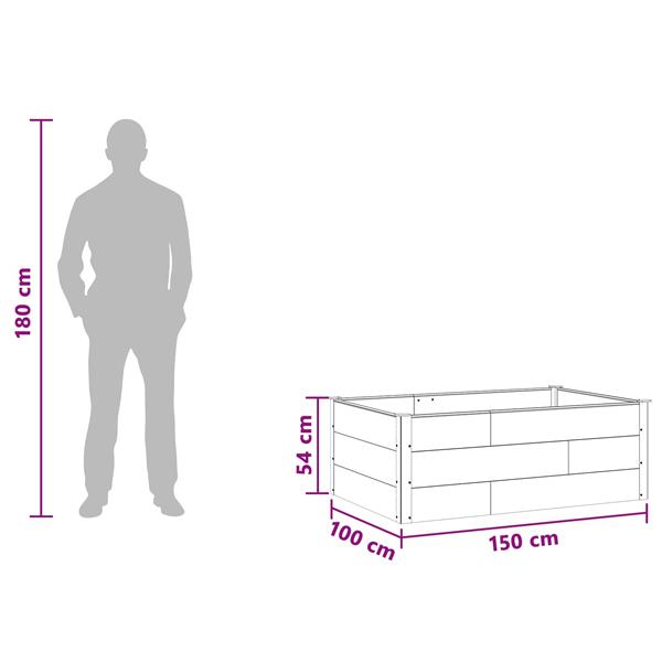 Grote foto vidaxl verhoogde plantenbak zwart 150 x 100 x 54 cm alu. tuin en terras overige tuin en terras