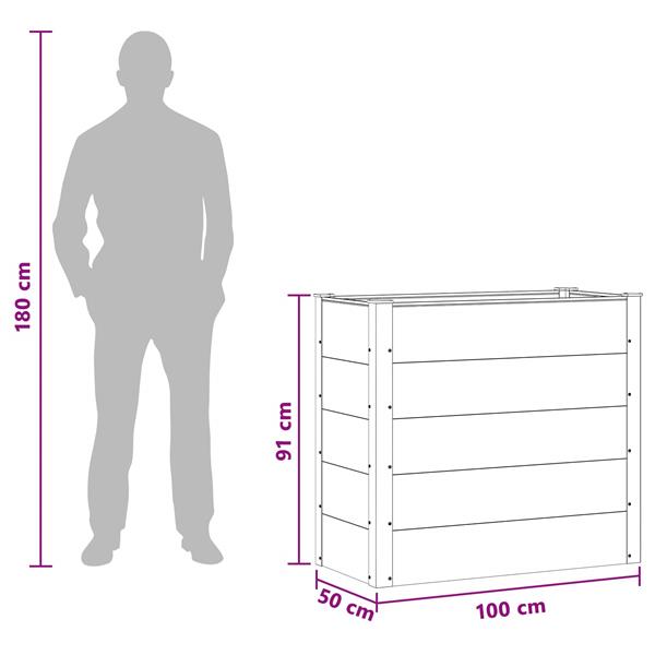 Grote foto vidaxl verhoogde plantenbak zwart 100 x 50 x 91 cm alu. tuin en terras overige tuin en terras
