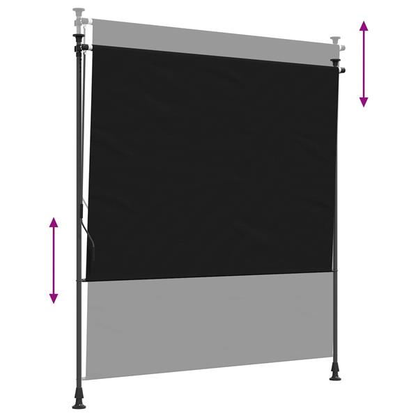 Grote foto vidaxl buiten rolgordijn zwart 120 x 270 cm tuin en terras overige tuin en terras
