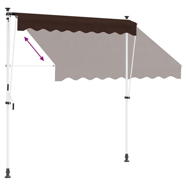 Grote foto vidaxl handmatig uitschuifbare luifel bruin 150 cm tuin en terras overige tuin en terras