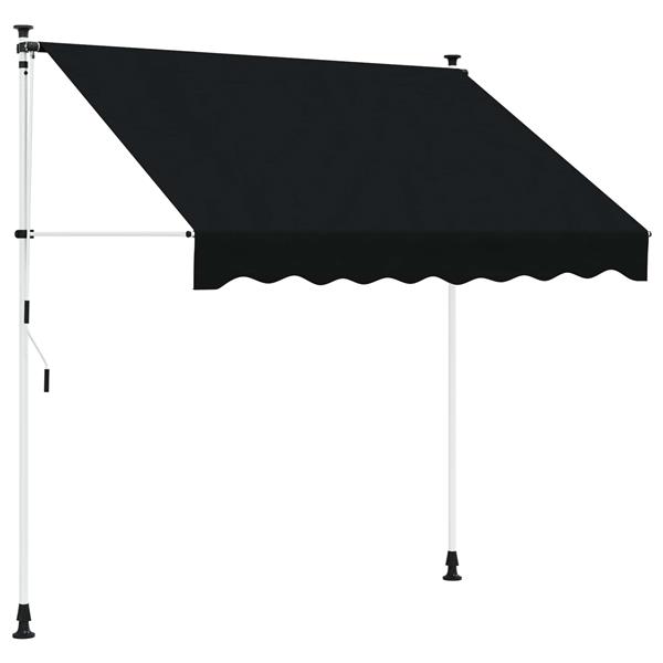 Grote foto vidaxl handmatig uitschuifbare luifel zwart 150 cm tuin en terras overige tuin en terras
