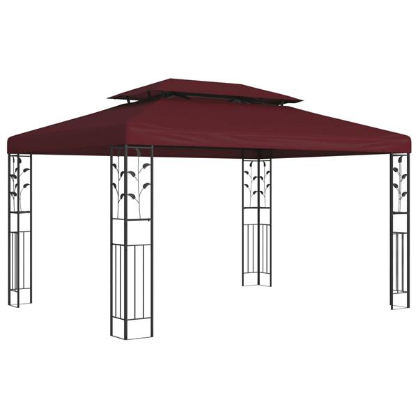 Grote foto vidaxl paviljoen 3 97 x 2 96 x 2 68 m wijnrood polyester en staal tuin en terras overige tuin en terras