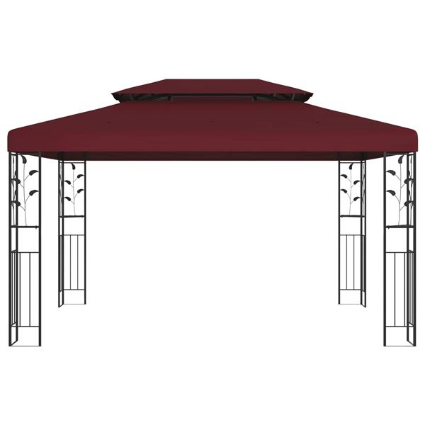 Grote foto vidaxl paviljoen 3 97 x 2 96 x 2 68 m wijnrood polyester en staal tuin en terras overige tuin en terras