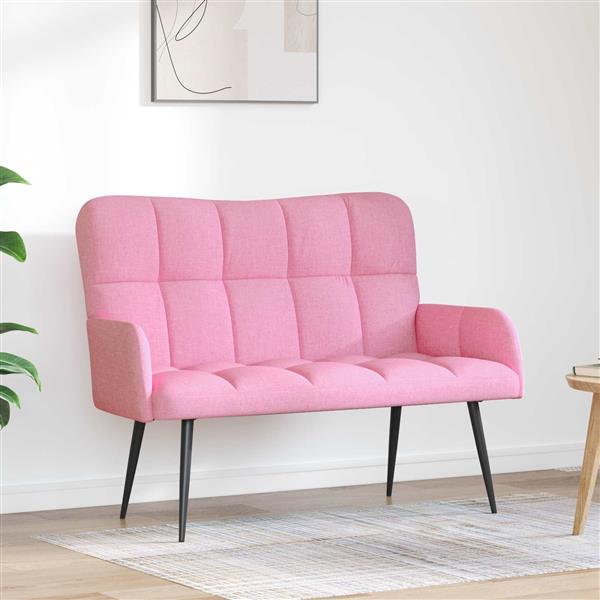 Grote foto vidaxl twee persoons sofa roze 115 x 61 x 87 cm stof huis en inrichting bankstellen