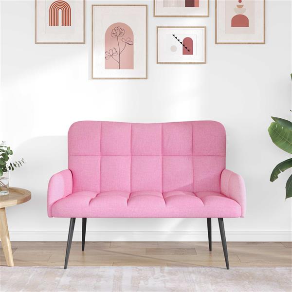 Grote foto vidaxl twee persoons sofa roze 115 x 61 x 87 cm stof huis en inrichting bankstellen