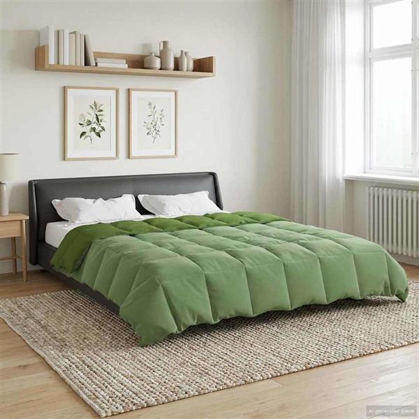 Grote foto vidaxl vol jaar dekbed gekwilt groen 220 x 240 cm microfiber huis en inrichting bedden