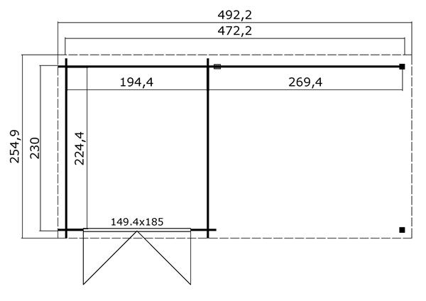 Grote foto blokhut met overkapping helena 472x230 vuren tuin en terras tuinhuisjes en blokhutten