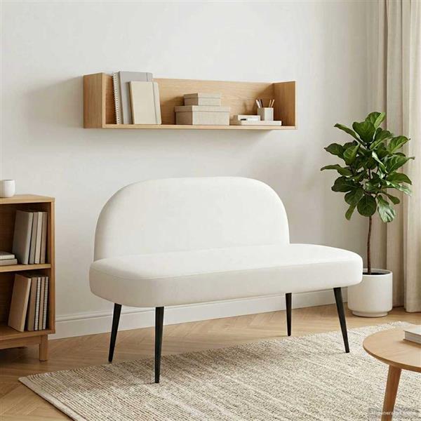 Grote foto vidaxl beklede bank met rugleuning wit 110 x 60 x 76 cm kunstleer huis en inrichting overige huis en inrichting