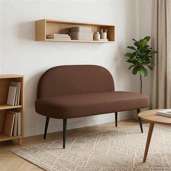 Grote foto vidaxl beklede bank met rugleuning bruin 110 x 60 x 76 cm kunstleer huis en inrichting overige huis en inrichting