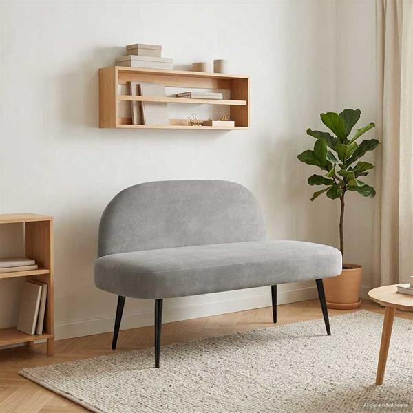 Grote foto vidaxl beklede bank met rugleuning lichtgrijs 110 x 60 x 76 cm fluweel huis en inrichting overige huis en inrichting