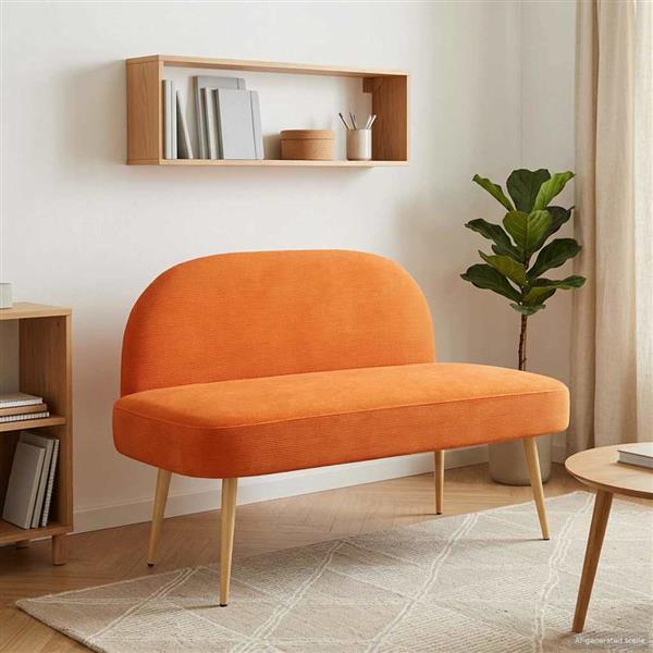 Grote foto vidaxl beklede bank met rugleuning oranje 110 x 60 x 76 cm katoen stof huis en inrichting overige huis en inrichting