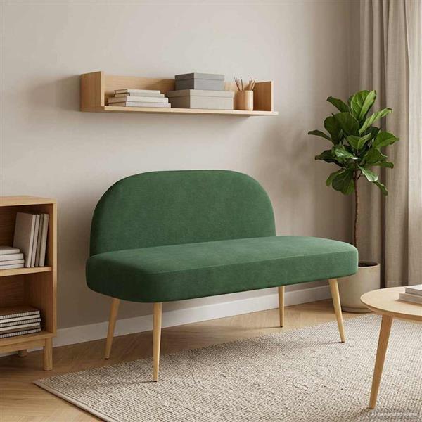 Grote foto vidaxl beklede bank met rugleuning jungle groen 110 x 60 x 76 cm huis en inrichting overige huis en inrichting