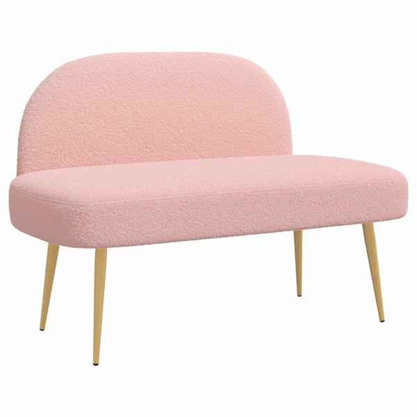 Grote foto vidaxl beklede bank met rugleuning roze 110 x 60 x 76 cm boucl huis en inrichting overige huis en inrichting