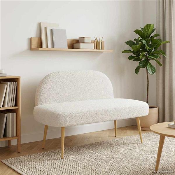 Grote foto vidaxl beklede bank met rugleuning cr mekleurig 110 x 60 x 76 cm huis en inrichting overige huis en inrichting