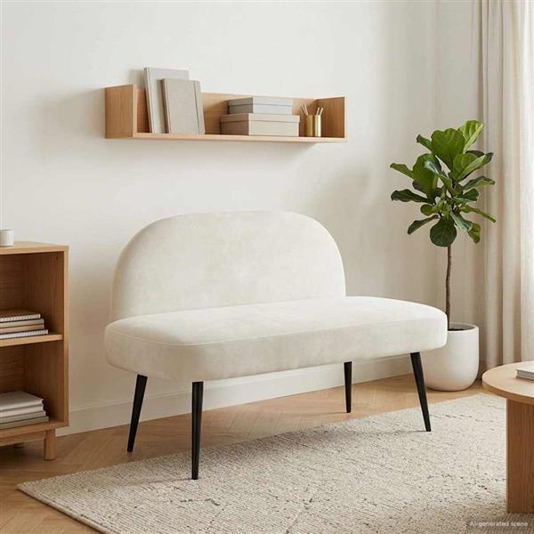 Grote foto vidaxl beklede bank met rugleuning cr mekleurig 110 x 60 x 76 cm huis en inrichting overige huis en inrichting